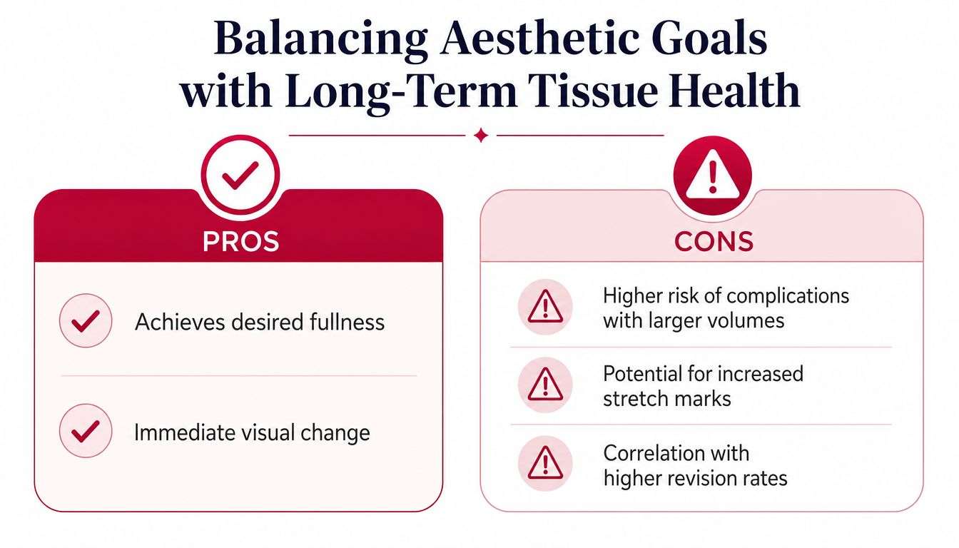 A comparison chart outlining the pros and cons of balancing aesthetic goals with long-term tissue health.